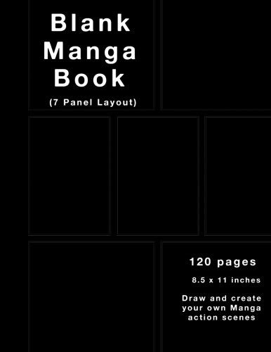 Buy Blank Manga Book: 120 Manga action pages, 7 panel layout, White ...