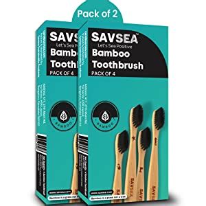Buy SavSea Bamboo toothbrush for adults | Charcoal bamboo toothbrush ...