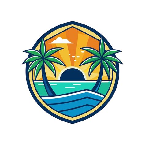 A logo for a beach resort with palm trees in the background | Premium ...