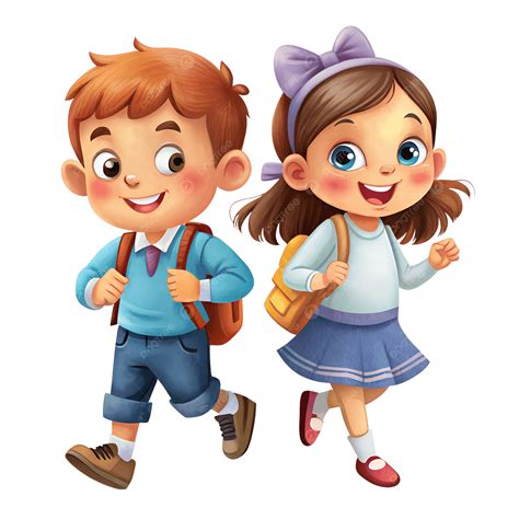 Happy Children Clipart PNG Cartoon Happy Kids Children Back To School