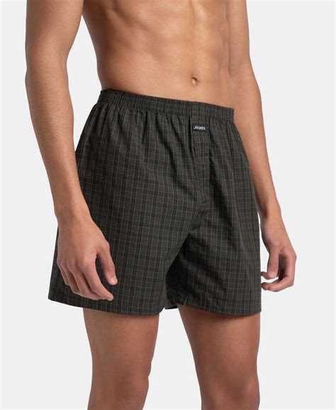 Buy Super Combed Mercerized Cotton Woven Checkered Boxer Shorts with ...