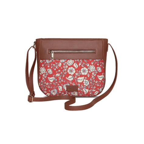 Buy Zouk Women Handcrafted Kalamkari U Shaped Sling Bag-Red Online
