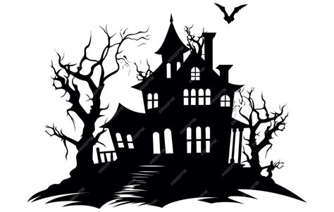 A Silhouette Vector Of Halloween Haunted House Haunted House silhouette ...