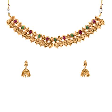 Buy Yellow Chimes Jewellery Set for Women and Girls Temple Jewellery ...