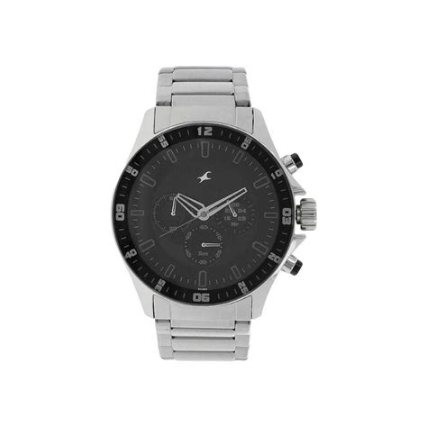 Fastrack Men Big Time Quartz Chronograph Black Dial Stainless Steel ...