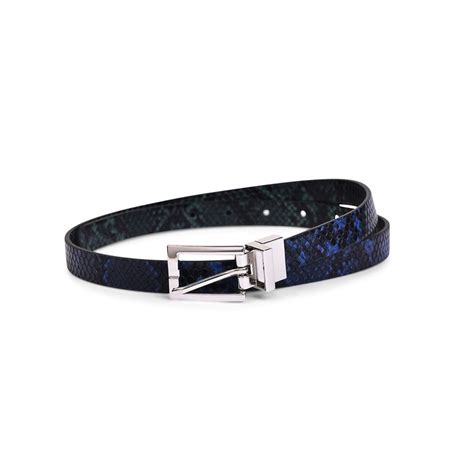 Buy BELWABA Vegan Leather Navy Blue-green Womens Reversible Belt Online