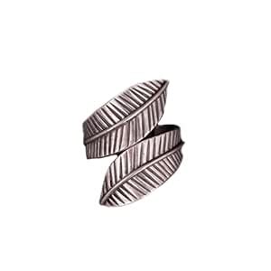 Shyle 925 Silver Ring | Qurbat Intricate Dual Leaf Ring | Adjustable ...