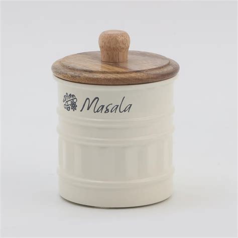 Buy Mirage Set of 2 Iron Spice Canisters with Mango Wood Lids from Home ...