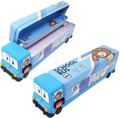 School Bus geometry box cartoon Bus Box Art Plastic Pencil Box Price in ...