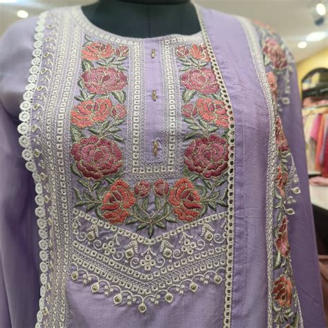 Set 24-27th Aug - Lilac Pakistani muslin - Beautiful Embroidery neck ...