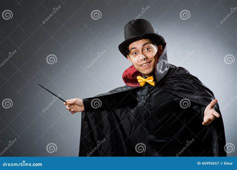 Funny Magician Man with Wand Stock Image - Image of artist, human: 46995657