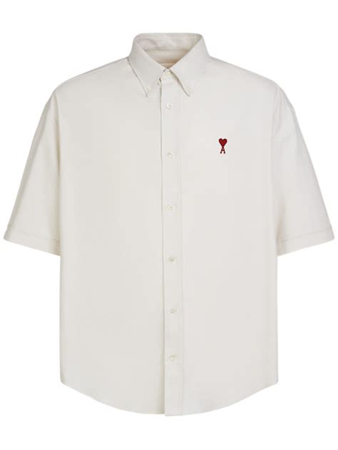 Boxy cotton oxford shirt - AMI Paris - Men | Luisaviaroma
