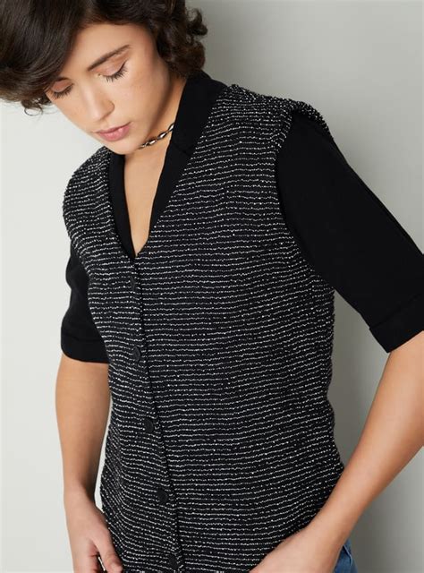 Buy Women Textured Tweed Waistcoat Online at just Rs. 999.0 ...