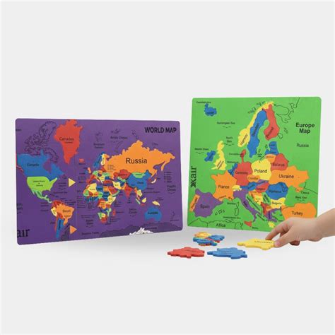 XAIR EVA Foam World Map Puzzle with Flags for Kids | Educational ...