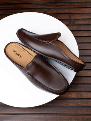 Buy Styli Men Faux Leather Brown Mules (UK 6) Online