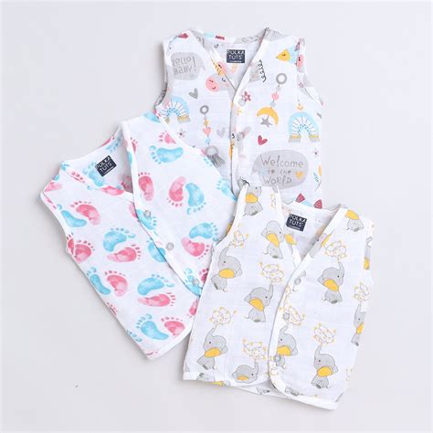 Polka Tots Pack of 3 Sleeveless Vest/Jhabla - Multicolor – PolkaTots.in