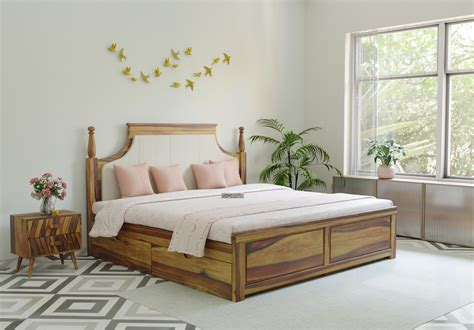 Buy Siena Drawer Storage Bed (King Size, Lite Honey Finish) Online in ...