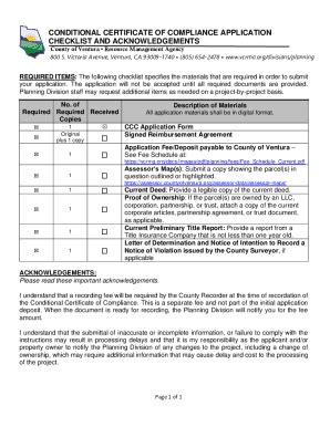 Fillable Online Conditional certificate of Compliance application ...