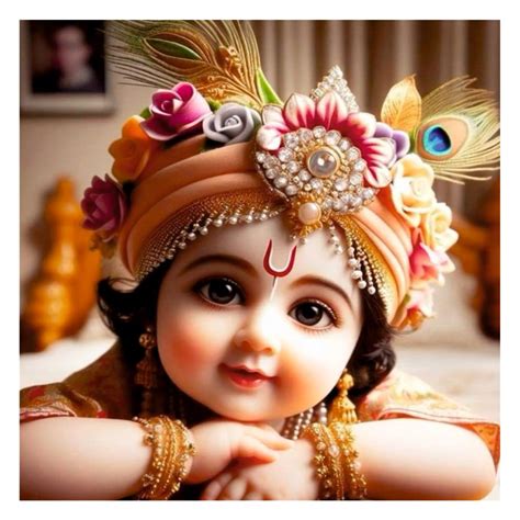 Sky Flying Vinyl Cute Little Krishna Mukhut Wall Poster (K18_Nw_26 ...