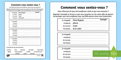 Feuille d'activité : Lorsque je me sens...