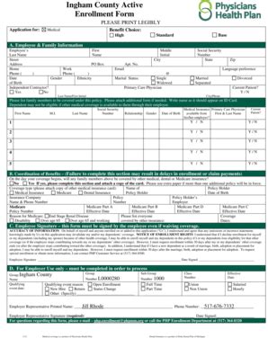 Fillable Online pe ingham Ingham County Active Enrollment Form - Ingham ...