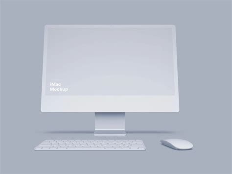 iMac Clay Mockup with Keyboard and Mouse Side View | by LS.GRAPHICS