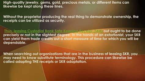 PPT - Custodial Bank Safe Keeping Receipt (SKR) PowerPoint Presentation ...