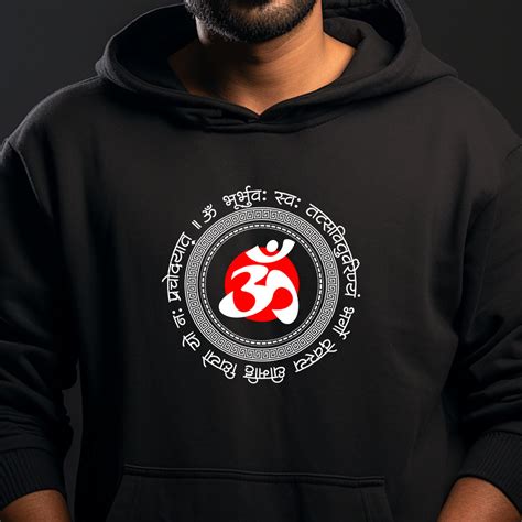 Gayatri Mantra Printed Black Hoodie – Prabhubhakti