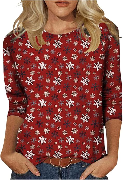 Women's Christmas Tops, Holiday Tops for Women Long Sleeve Tops Dressy ...