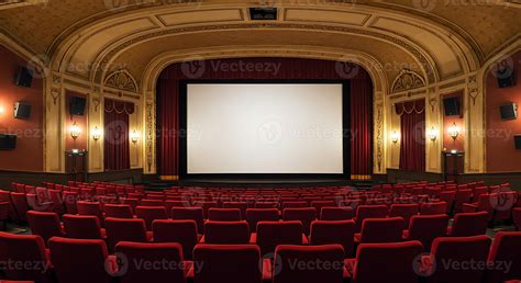 Grand Movie Theater Elegant Red Seats Majestic Screen Classic Ambiance ...