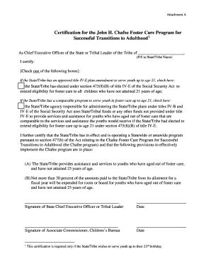Fillable Online Certification for the John H. Chafee Foster Care ...