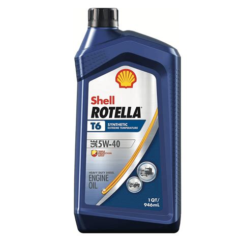 Shell Rotella T6 Full Synthetic 5W-40 Diesel Engine Oil (1-Quart, Case ...