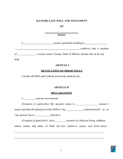 Fillable Illinois Last Will and Testament Form [Free] | FormsPal