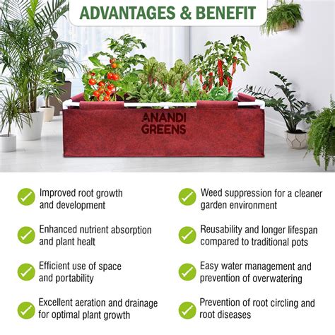 Geo Fabric Rectangular Grow Bag 4x1x1ft with PVC — Anandi Green's