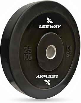 LEEWAY Olympic Black Bumper Plates, (25kg X 2)| Rubber Bumper Weight ...