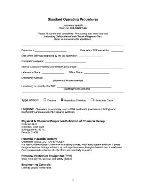 Chemical: CHLORO - ehs ucr Doc Template | pdfFiller