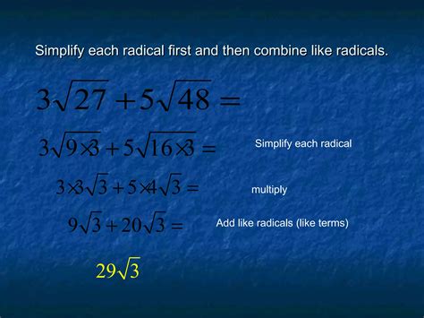 Simplify and add radicals | PPT