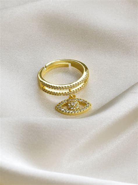Evil Eye Drop Ring By Klissaa