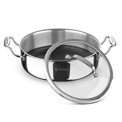 Buy Bergner Hi-Tech TriPly Stainless Steel 28cm (9.4L) Serving Pan with ...