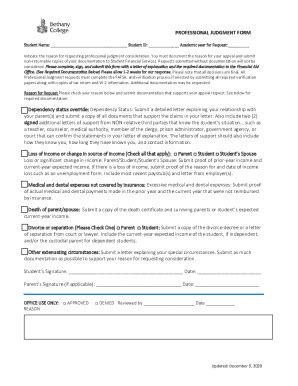 Fillable Online Professional Judgment Request - Financial Aid Fax Email ...