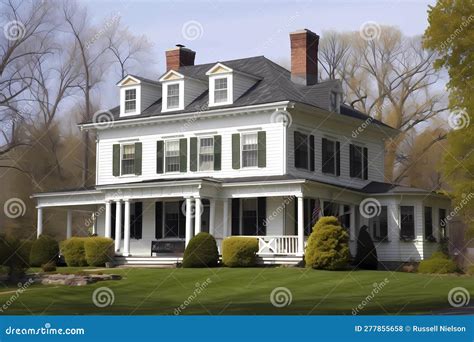 Colonial Revival Home With Symmetrical Facade.AI Generated Stock Photo ...