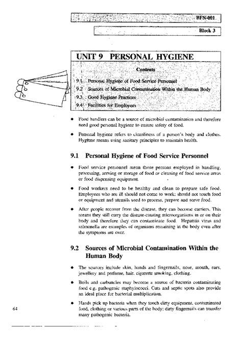 Block 3 I Unit 9: Personal Hygiene for Food Handlers - Studocu