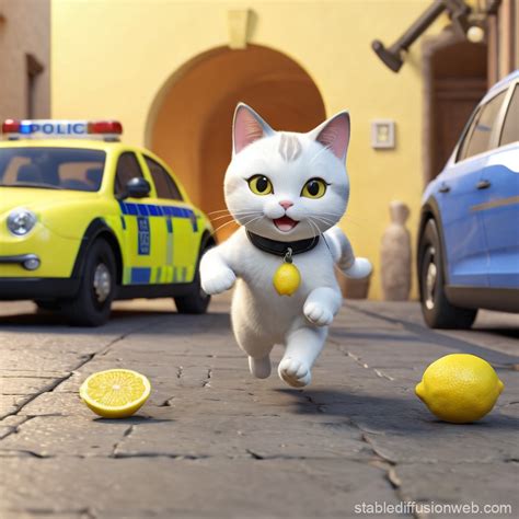 Cat-Lemon on the Run from Police | Stable Diffusion Online