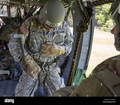 U.S. Military Academy cadets conduct aircraft rappel training at West ...