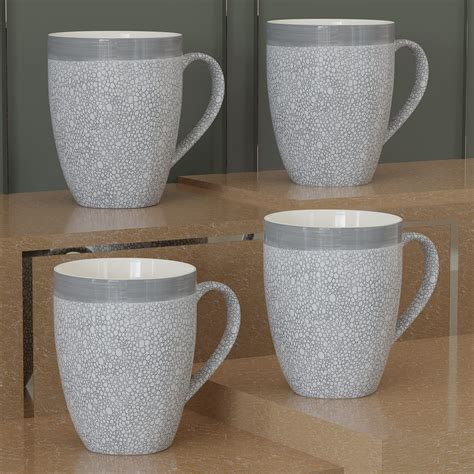 Buy The Earth Store Grey Fizz Coffee Mug Set of 4 Ceramic Mugs to Gift ...