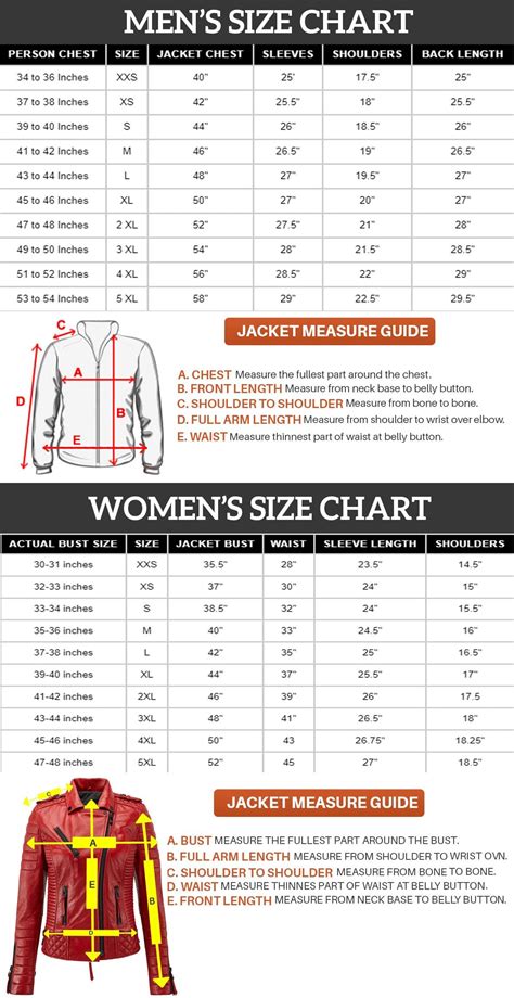 Men S Motorcycle Jacket Size Chart | Reviewmotors.co