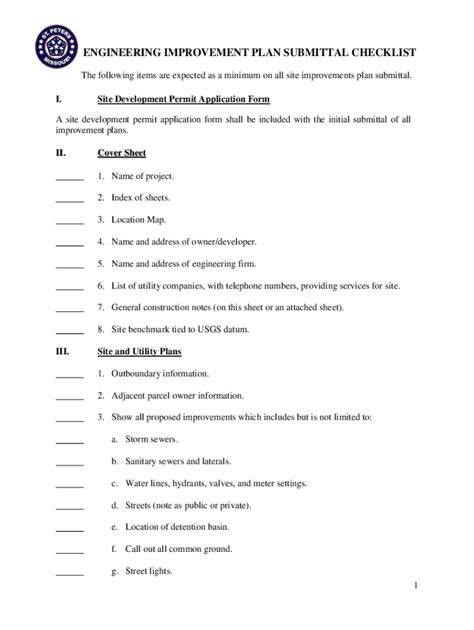 Fillable Online Civil Engineering Improvements Plan Review Checklist ...