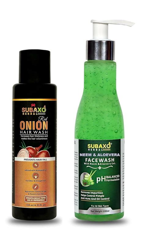 SUBAXO Red Onion Shampoo, Hair Wash, Herbal Shampoo (120ml) and Neem A ...