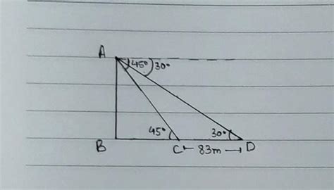 from top of Tower angle of depression of two cases in 30 degree and 45 ...