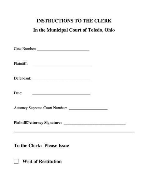 Fillable Online INSTRUCTIONS TO THE CLERK In the Municipal Court of ...